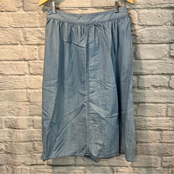 Madewell Size 12 Palisade Button-Front Midi Skirt in Indigo - Picture 8 of 13